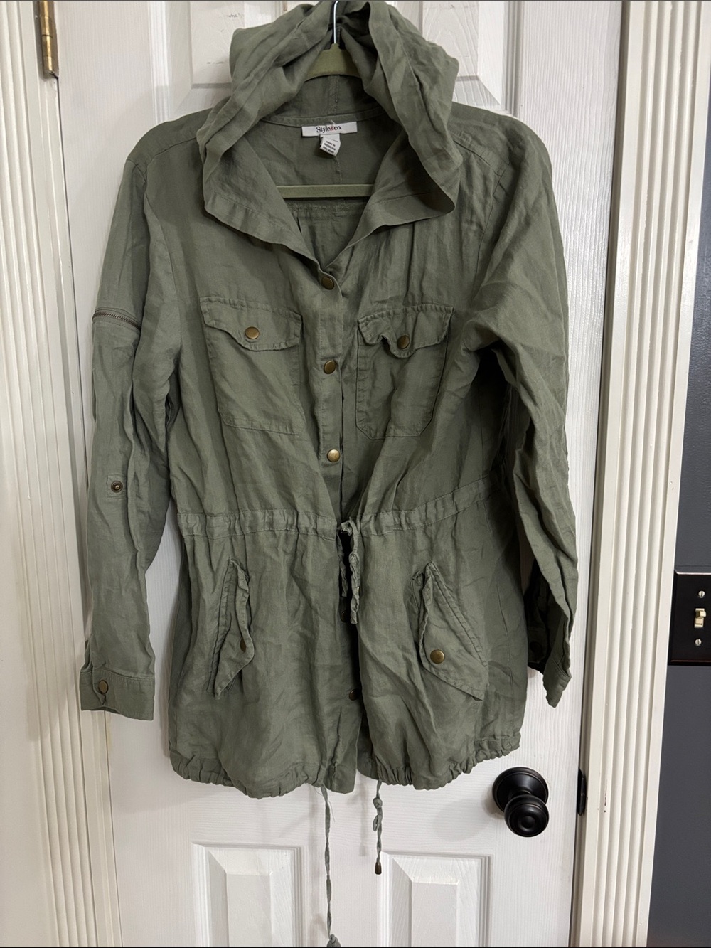 Style & Co. Olive Utility Jacket with Hood